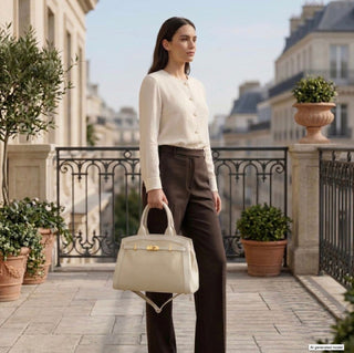 Italian Genuine Suede & Full-Grain Leather Top-Handle Bag | Forlì - Glamourous Grace