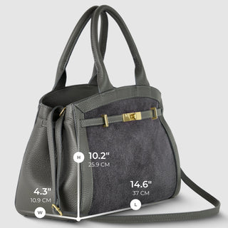 Italian Genuine Suede & Full-Grain Leather Top-Handle Bag | Forlì - Glamourous Grace