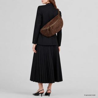 Italian Genuine Suede Crossbody Bag | Genova - Glamourous Grace