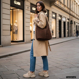 Italian Genuine Suede Hobo Bag | Palermo - Glamourous Grace