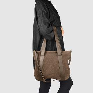 Italian Genuine Suede & Full-Grain Leather Tote Bag | Varese - Glamourous Grace