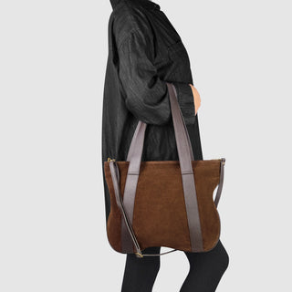 Italian Genuine Suede & Full-Grain Leather Tote Bag | Varese - Glamourous Grace
