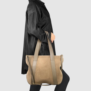 Italian Genuine Suede & Full-Grain Leather Tote Bag | Varese - Glamourous Grace