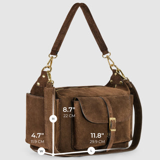 Italian Genuine Suede Shoulder Bag | Sondrio - Glamourous Grace