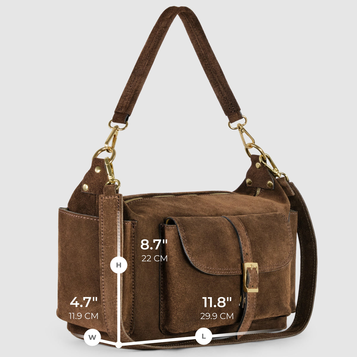 Italian Genuine Suede Shoulder Bag | Sondrio - Glamourous Grace