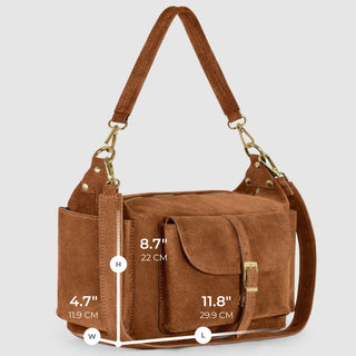 Italian Genuine Suede Shoulder Bag | Sondrio - Glamourous Grace