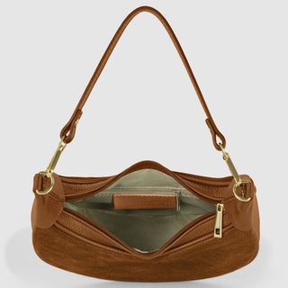 Italian Genuine Suede & Full-Grain Leather Shoulder Bag | Arezzo