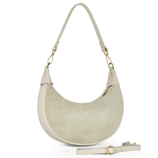 Italian Genuine Suede & Full-Grain Leather Shoulder Bag | Arezzo