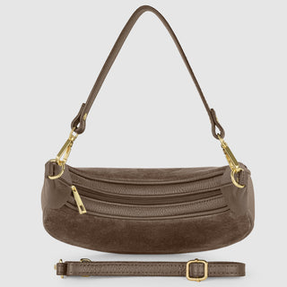 Italian Genuine Suede & Full-Grain Leather Shoulder Bag | Arezzo