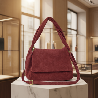 Italian Genuine Suede Top-Handle Bag | Ravenna - Glamourous Grace