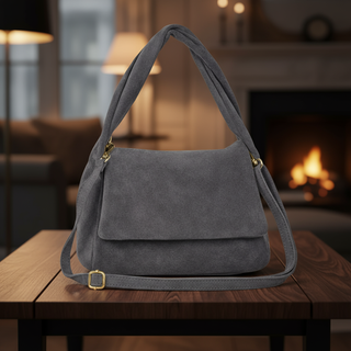 Italian Genuine Suede Top-Handle Bag | Ravenna - Glamourous Grace