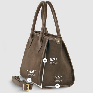 Italian Genuine Suede & Full-Grain Leather Top-Handle Bag | Alba