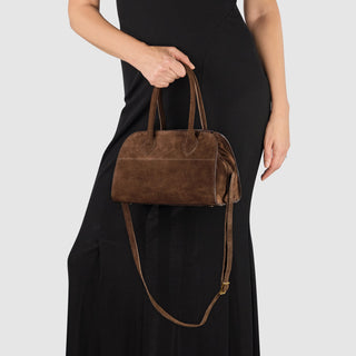 Italian Genuine Suede Top-Handle Bag | Novara - Glamourous Grace