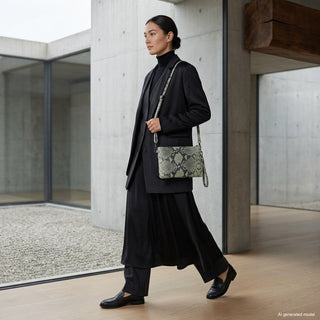 Italian Genuine Python-Print Suede Crossbody Bag | Lecce - Glamourous Grace