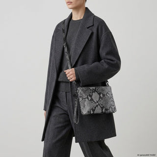 Italian Genuine Python-Print Suede Crossbody Bag | Lecce - Glamourous Grace