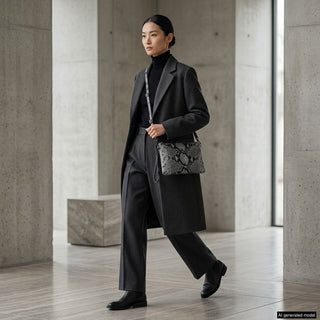 Italian Genuine Python-Print Suede Crossbody Bag | Lecce - Glamourous Grace