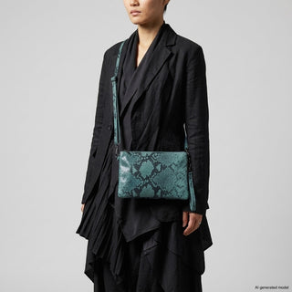 Italian Genuine Python-Print Suede Crossbody Bag | Lecce - Glamourous Grace