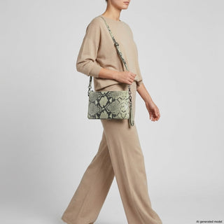 Italian Genuine Python-Print Suede Crossbody Bag | Lecce - Glamourous Grace