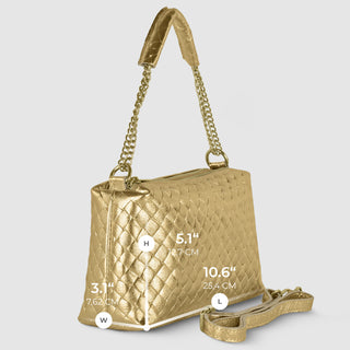 Italian Genuine Woven-Embossed Metallic Suede Crossbody Bag | Roma - Glamourous Grace