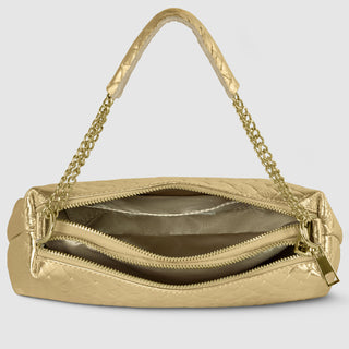 Italian Genuine Woven-Embossed Metallic Suede Crossbody Bag | Roma - Glamourous Grace