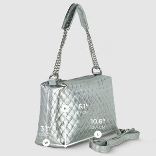Italian Genuine Woven-Embossed Metallic Suede Crossbody Bag | Roma - Glamourous Grace