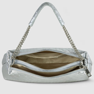 Italian Genuine Woven-Embossed Metallic Suede Crossbody Bag | Roma - Glamourous Grace