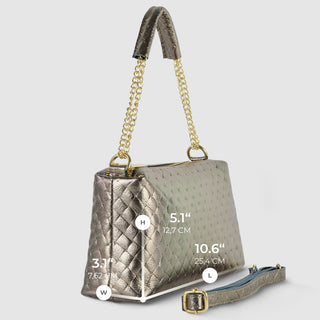 Italian Genuine Woven-Embossed Metallic Suede Crossbody Bag | Roma - Glamourous Grace