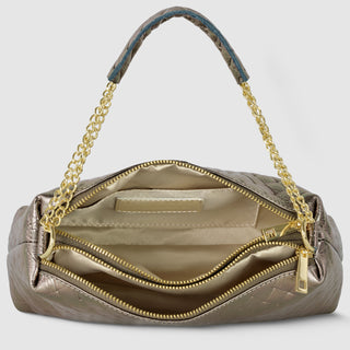 Italian Genuine Woven-Embossed Metallic Suede Crossbody Bag | Roma - Glamourous Grace