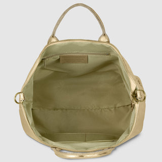 Italian Genuine Woven-Embossed Metallic Suede Top-Handle Bag | Urbino - Glamourous Grace