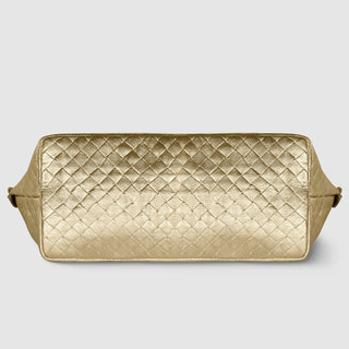 Italian Genuine Woven-Embossed Metallic Suede Top-Handle Bag | Urbino - Glamourous Grace