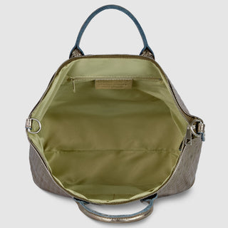 Italian Genuine Woven-Embossed Metallic Suede Top-Handle Bag | Urbino - Glamourous Grace