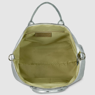Italian Genuine Woven-Embossed Metallic Suede Top-Handle Bag | Urbino - Glamourous Grace