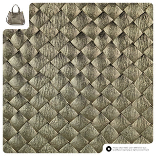 Italian Genuine Woven-Embossed Metallic Suede Top-Handle Bag | Savona - Glamourous Grace