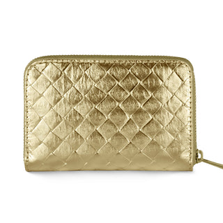 Italian Genuine Woven-Embossed Metallic Suede Wallet | Pesaro - Glamourous Grace