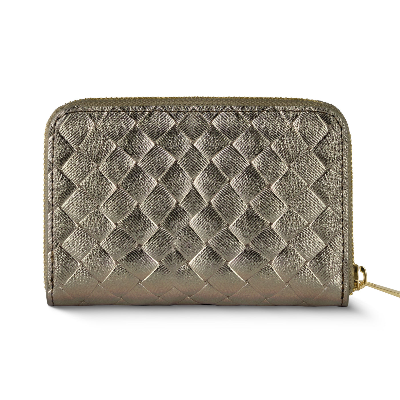 Italian Genuine Woven-Embossed Metallic Suede Wallet | Pesaro - Glamourous Grace