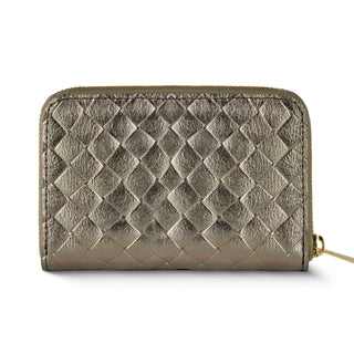 Italian Genuine Woven-Embossed Metallic Suede Wallet | Pesaro - Glamourous Grace