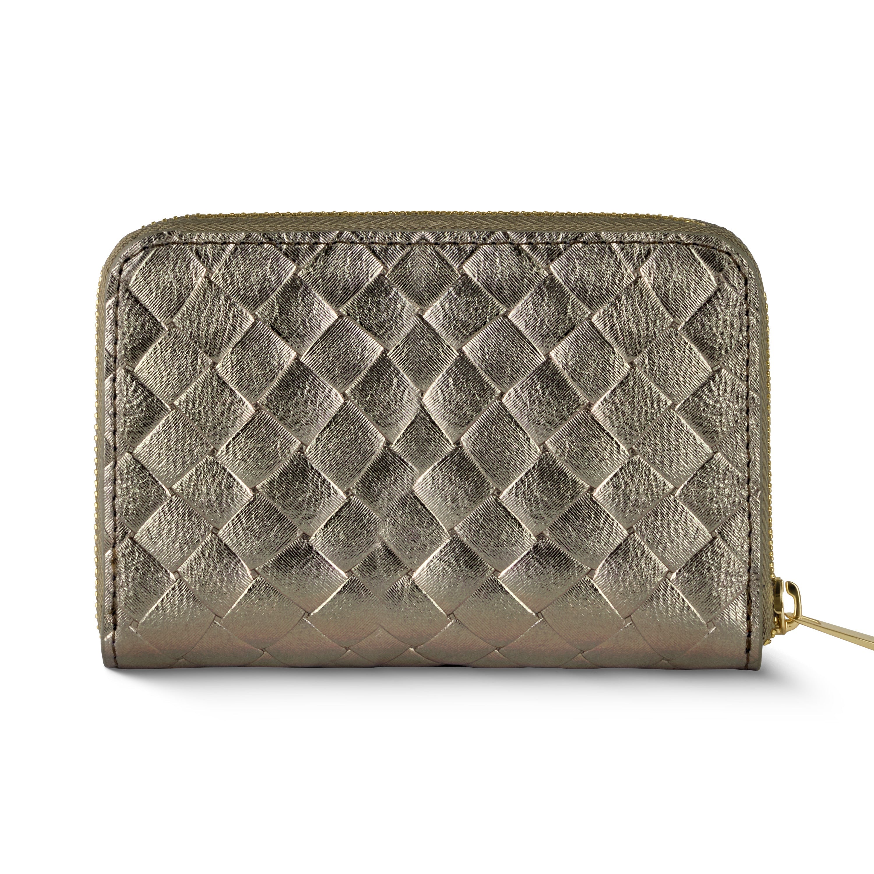 Italian Genuine Woven-Embossed Metallic Suede Wallet | Pesaro - Glamourous Grace