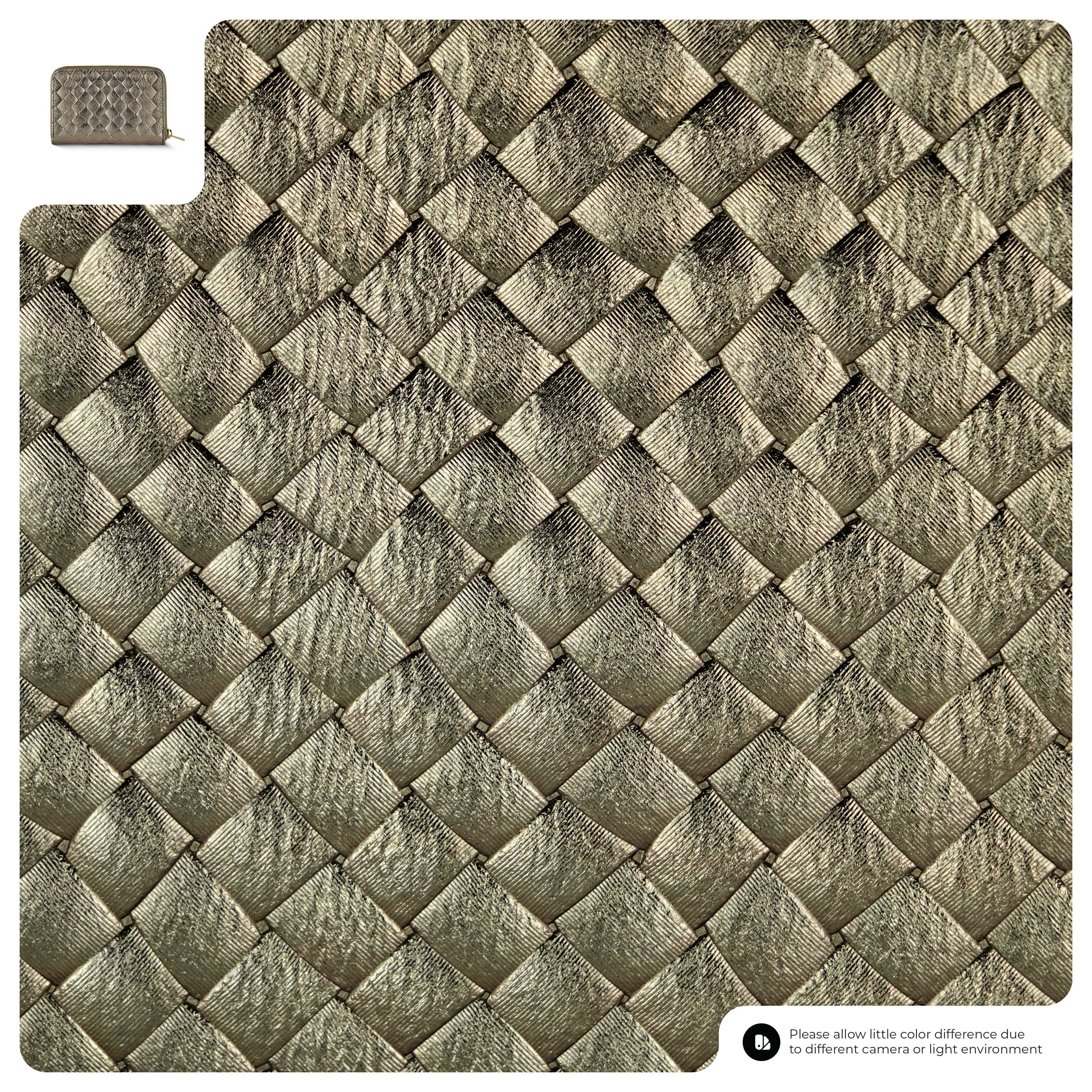 Italian Genuine Woven-Embossed Metallic Suede Wallet | Pesaro - Glamourous Grace