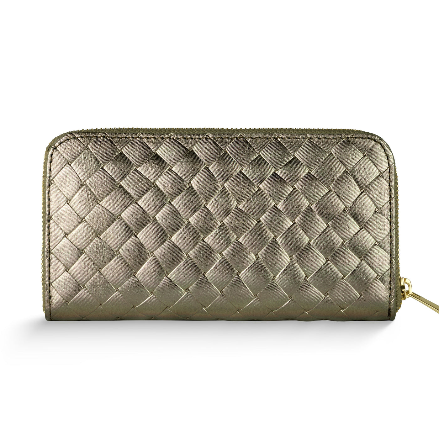 Italian Genuine Woven-Embossed Metallic Suede Wallet | Trento - Glamourous Grace