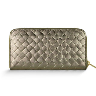 Italian Genuine Woven-Embossed Metallic Suede Wallet | Trento - Glamourous Grace