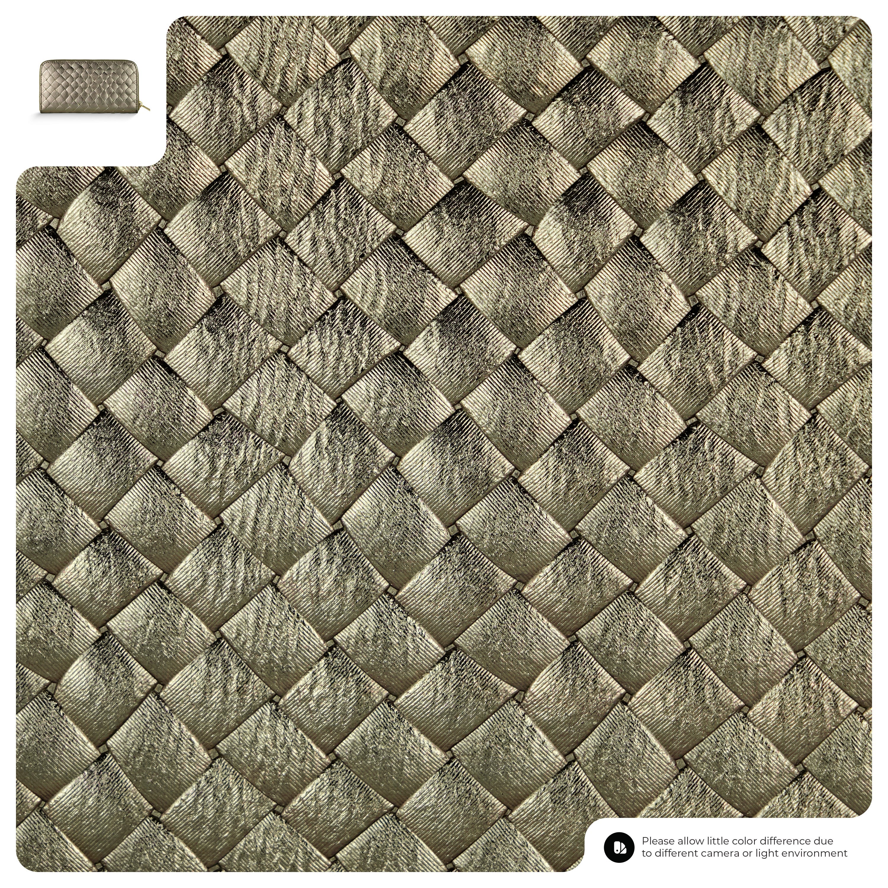 Italian Genuine Woven-Embossed Metallic Suede Wallet | Trento - Glamourous Grace