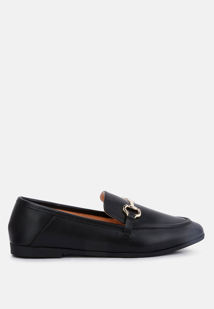 Talula Horsebit Embellished Faux Leather Loafers - Glamourous Grace