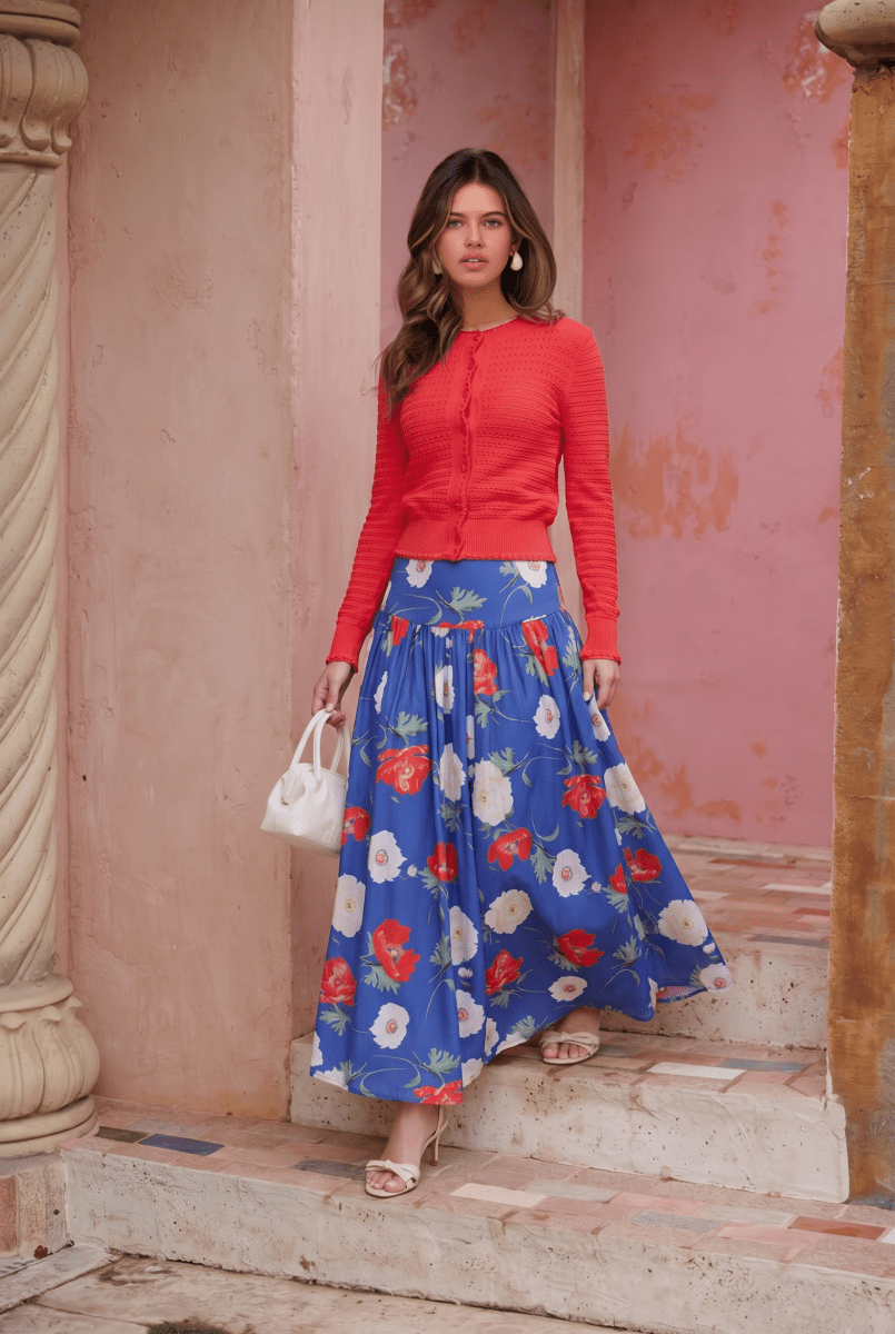 Tansy Skirt (Blue Flower) - Glamourous Grace