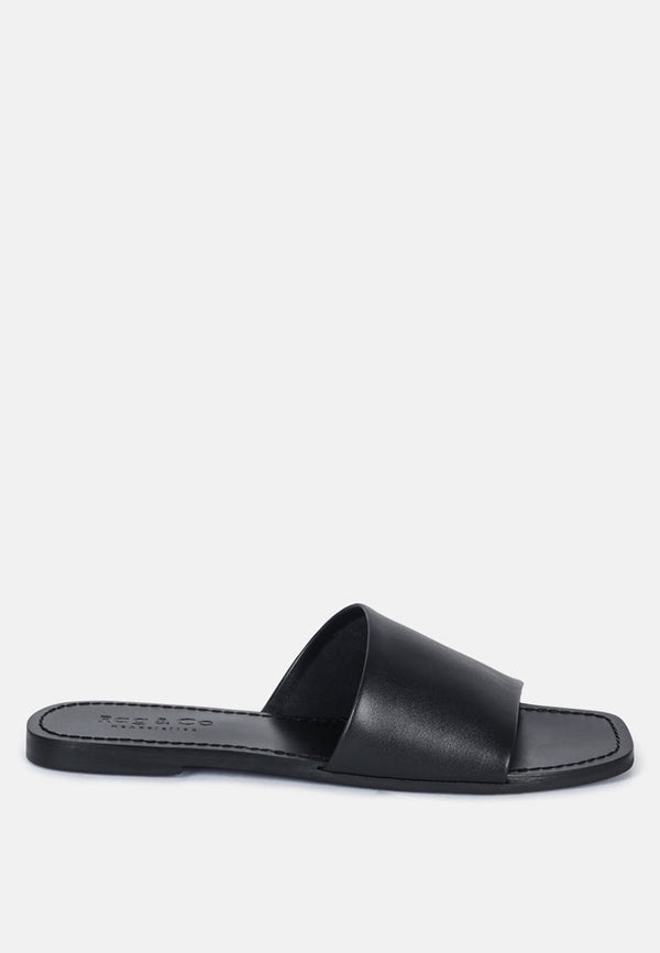 Tatami Leather Classic Slide Flats - Glamourous Grace
