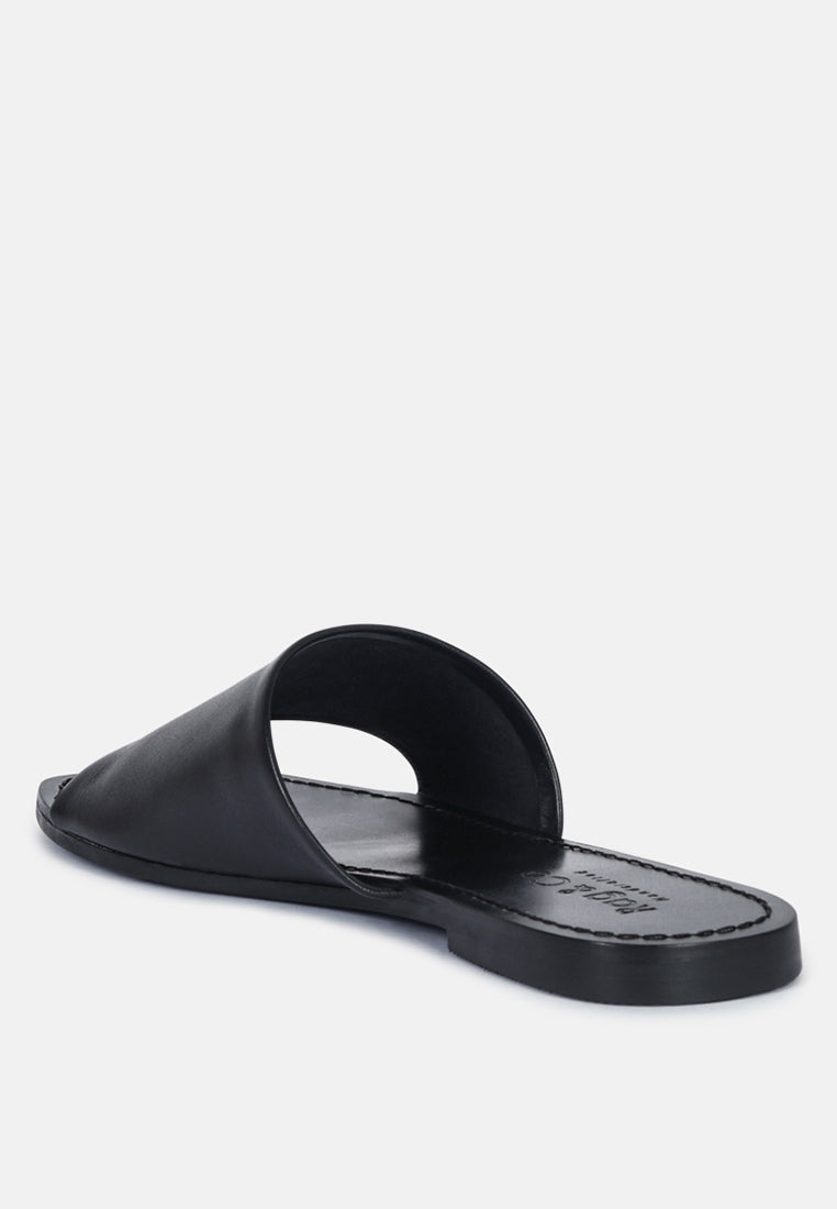 Tatami Leather Classic Slide Flats - Glamourous Grace