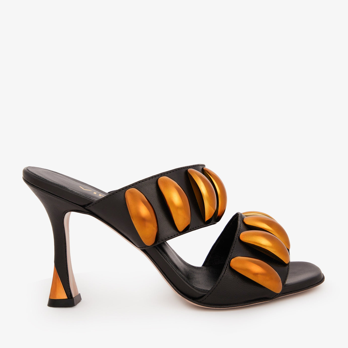The Eclipse Black & Gold Leather Women Sandal - Glamourous Grace