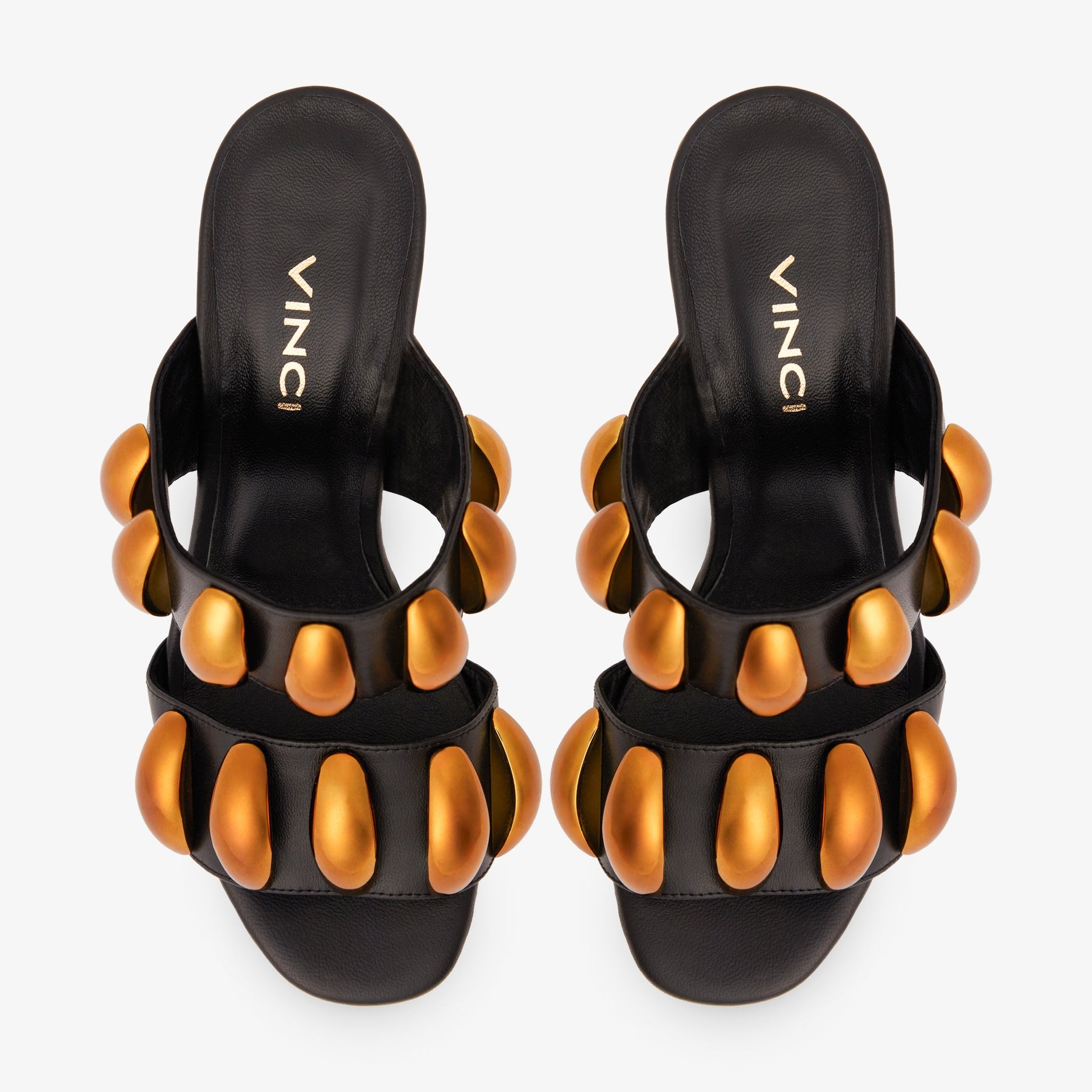 The Eclipse Black & Gold Leather Women Sandal - Glamourous Grace