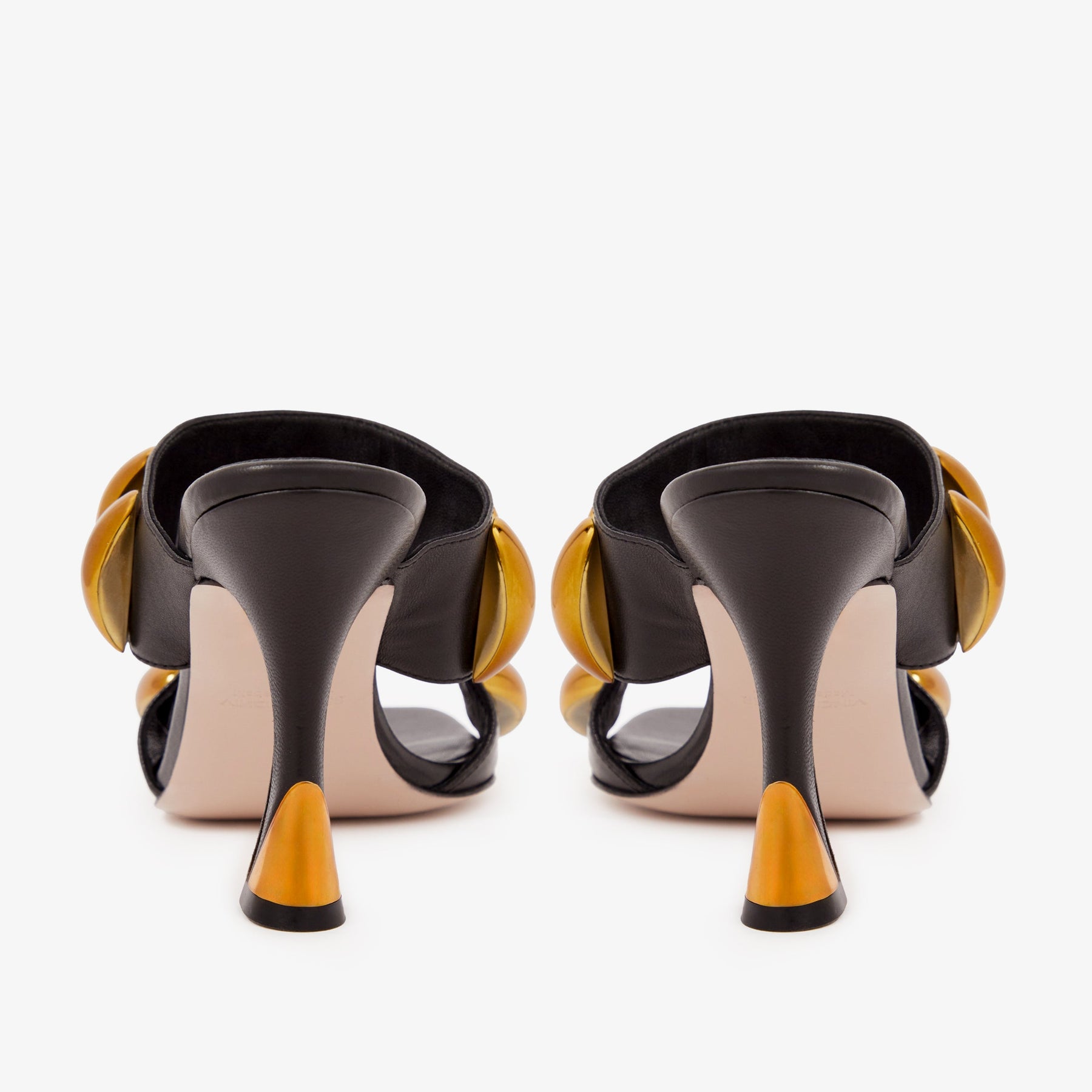 The Eclipse Black & Gold Leather Women Sandal - Glamourous Grace