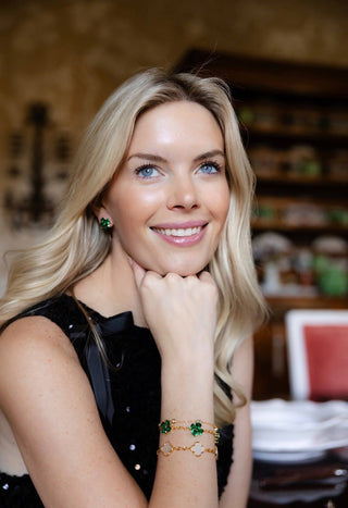Catherine - Clover Stone Stud Earring - 18k Gold Plated-Darby Clark Collection - Glamourous Grace