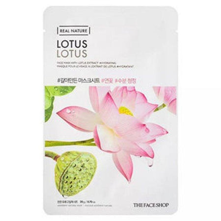 THE FACE SHOP Real Nature Face Mask #Lotus (20g X 10ea) - Glamourous Grace